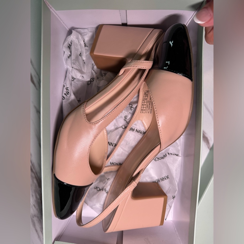Jenn Ardor Nude & Black Block Heels